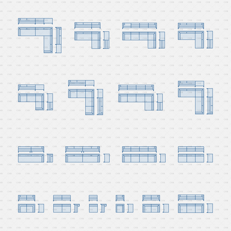 CAD Dynamic Blocks and Vector Modular Sofa download 