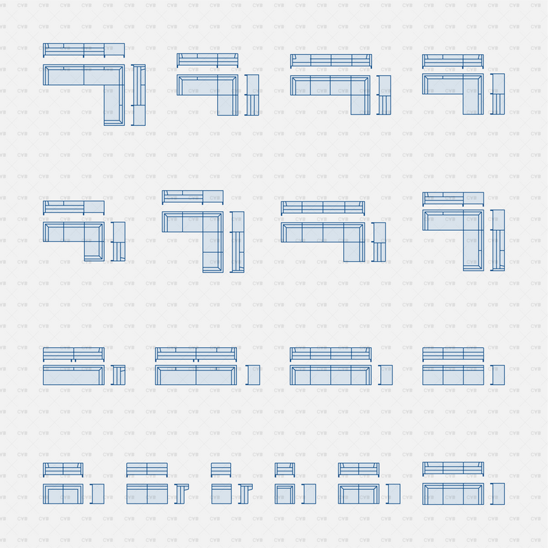 Download CAD Dynamic Blocks and Vector Modular Sofa | CADasBuilt ...