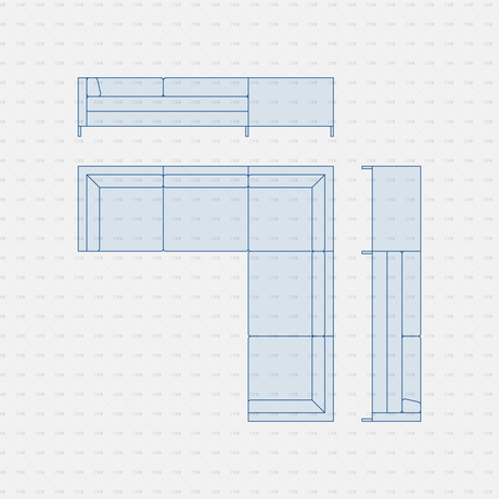 CAD and Vector Modular Sofa (54 Blocks)