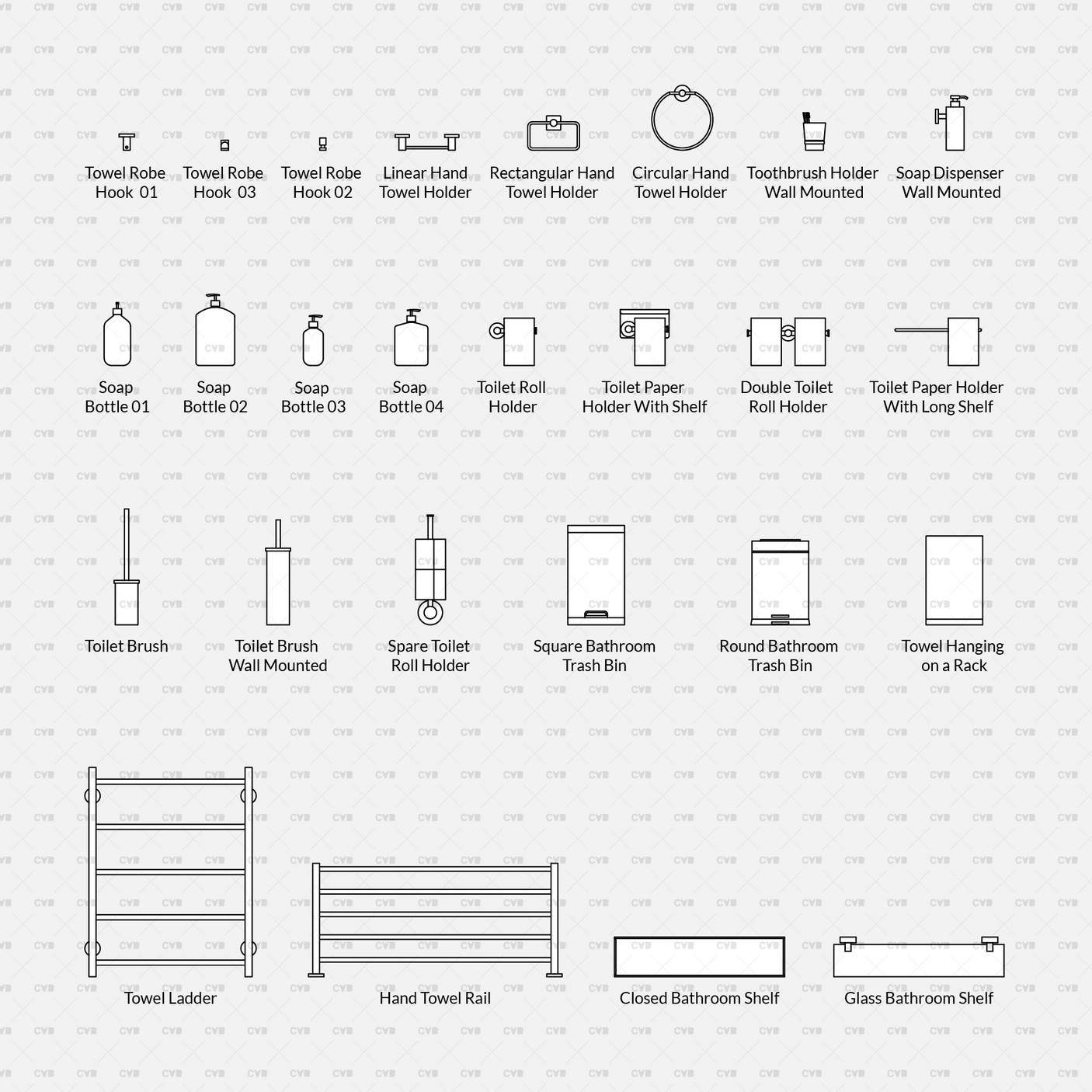 cadasbuilt Download cad blocks dynamic vector bathroom and toilet accessories