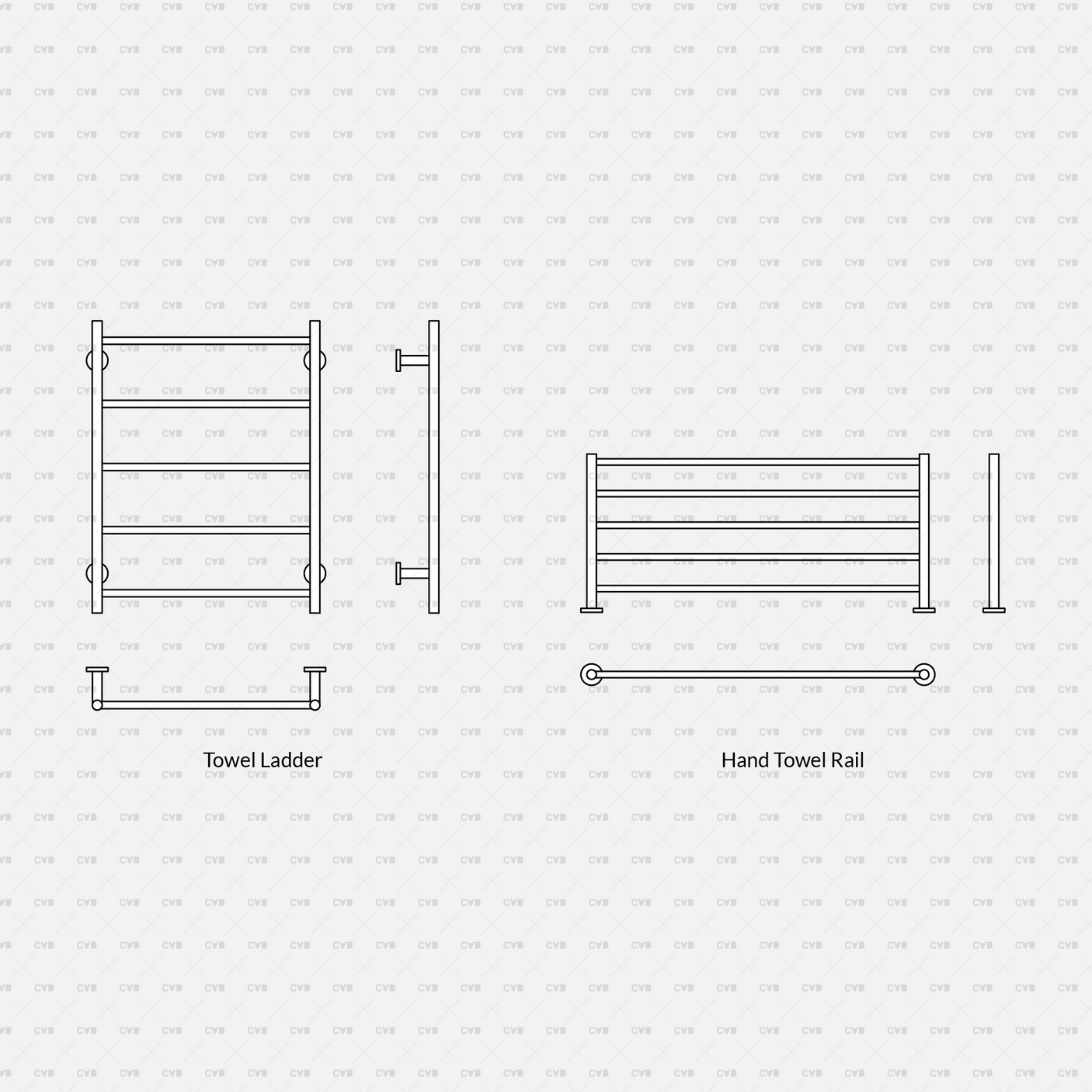 cadasbuilt Download cad blocks dynamic vector towel ladder hand towel rail