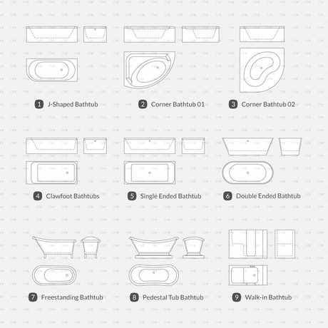 download dynamic cad blocks bathroom bathtub vector illustrator