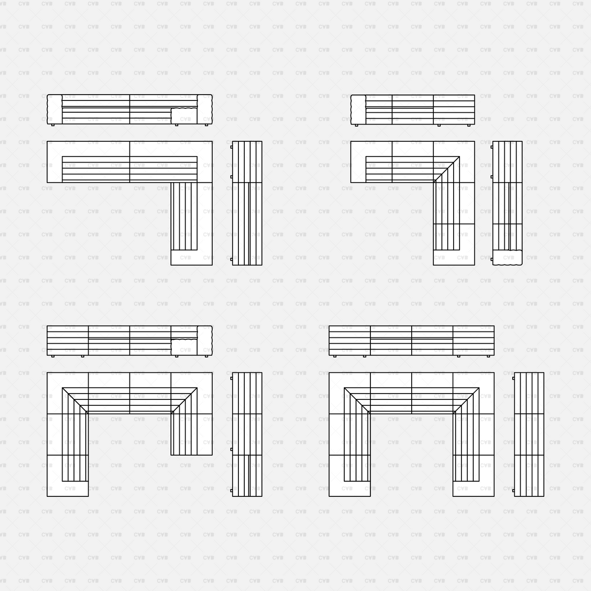 Download CAD Dynamic Blocks and Vector Modular Sofa 03 | CADasBuilt ...