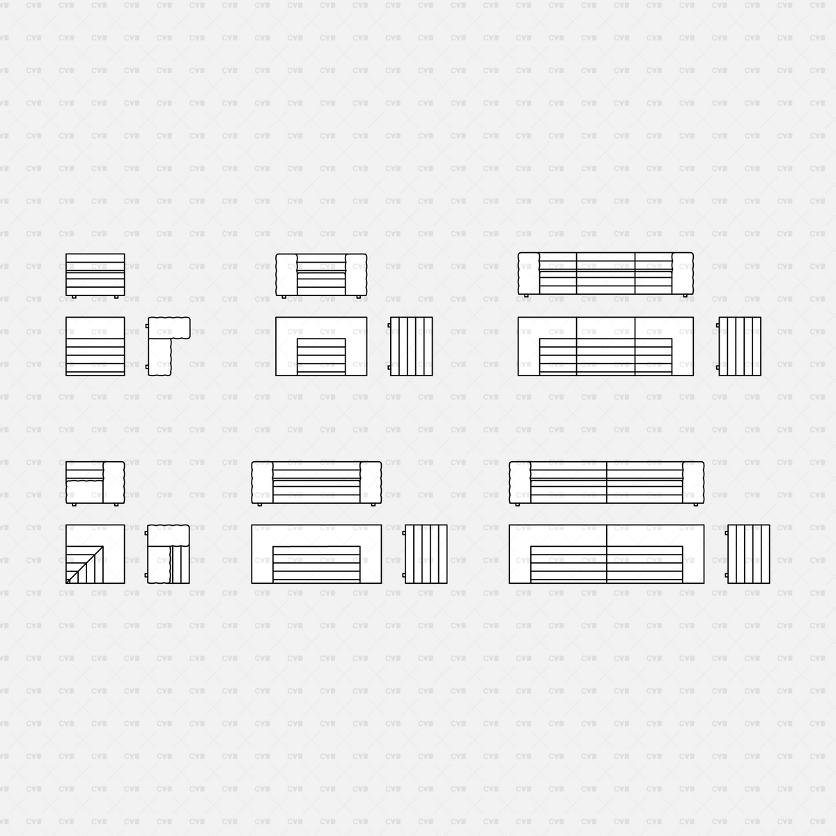 Download CAD Dynamic Blocks and Vector Modular Sofa 03 | CADasBuilt ...
