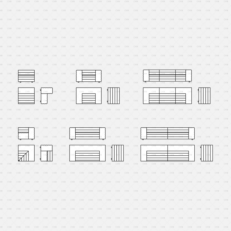 Download CAD Dynamic Blocks and Vector Modular Sofa 03 | CADasBuilt ...