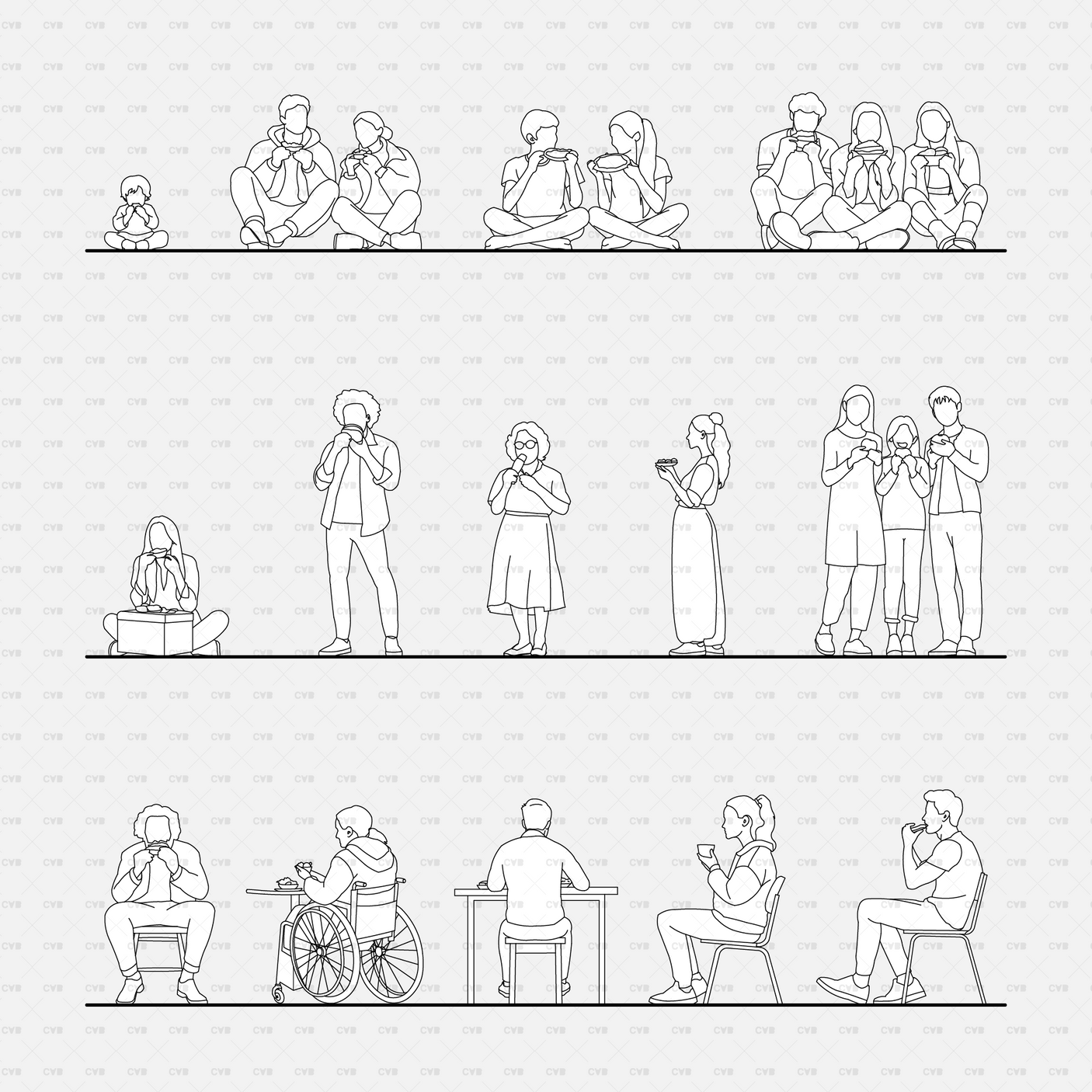 cadasbuilt Download cad blocks vector people eating