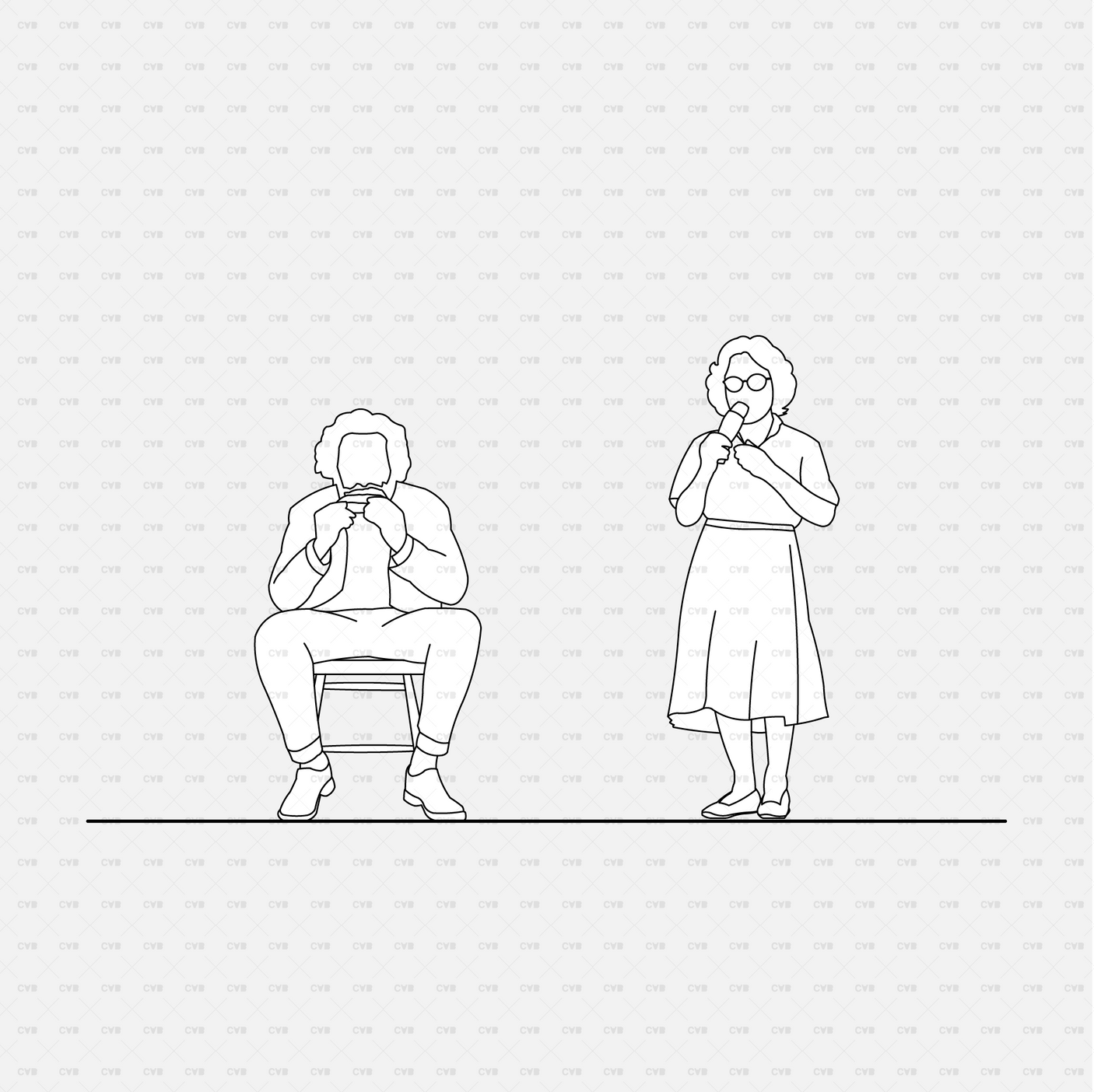 cadasbuilt Download cad blocks vector people eating while sitting and standing