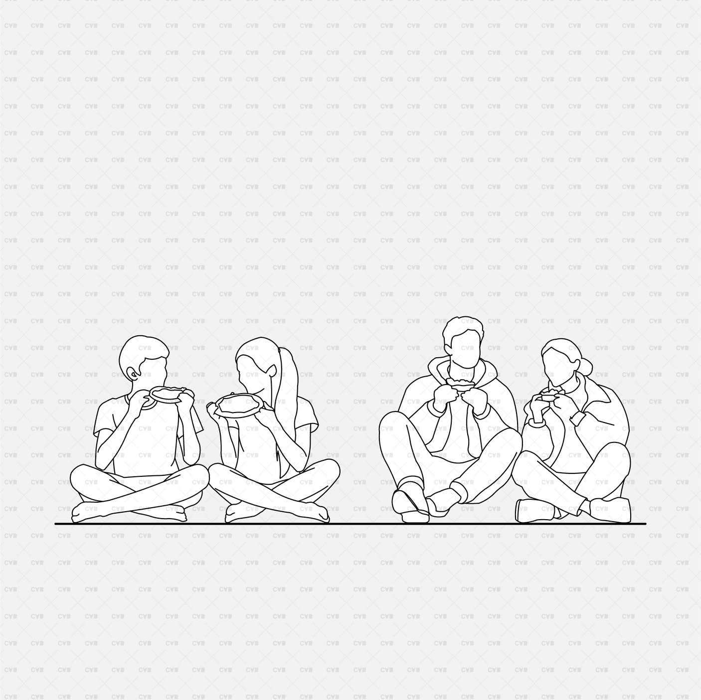 cadasbuilt Download cad blocks vector people eating while sitting on the ground