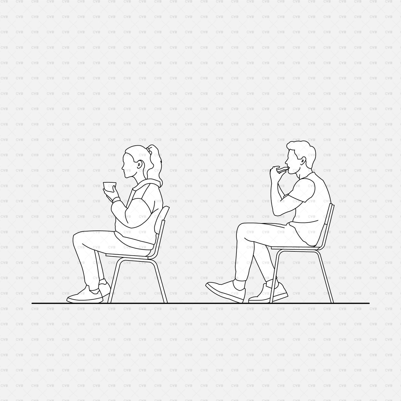 cadasbuilt Download cad blocks vector people eating while sitting