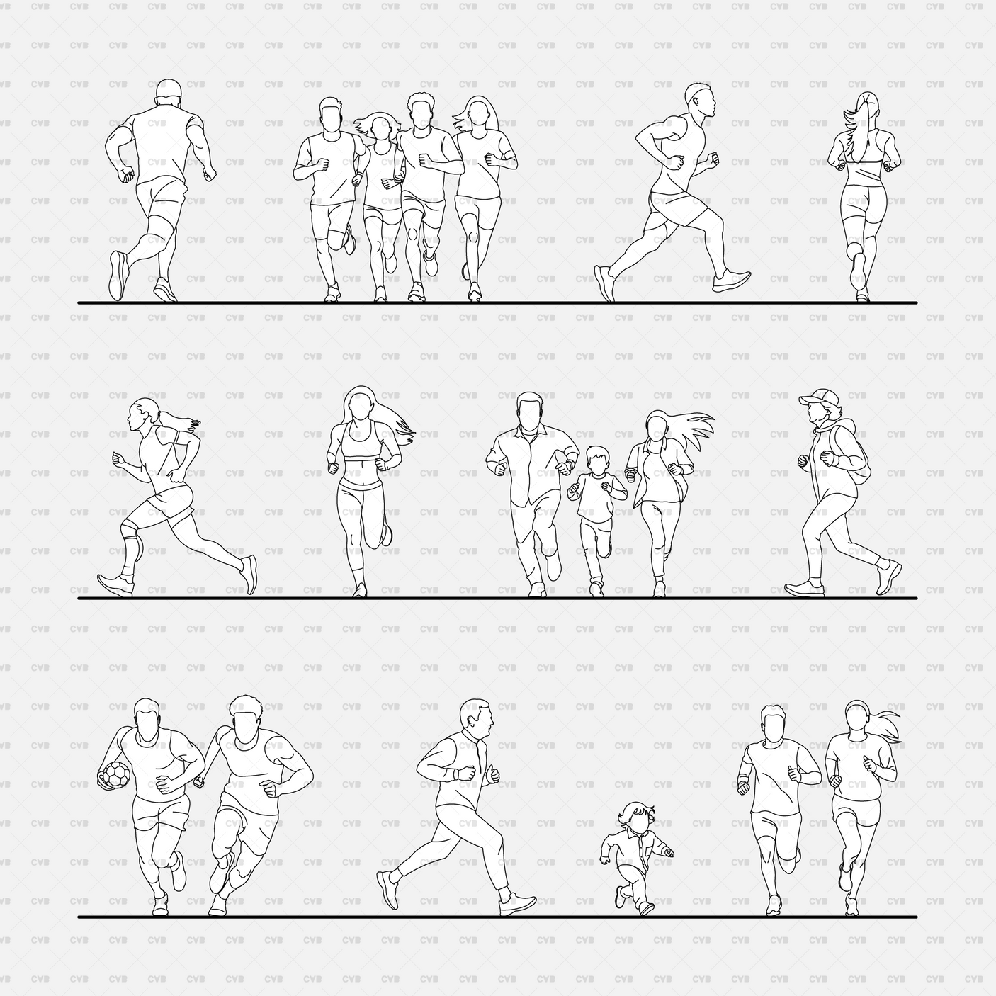 cadasbuilt Download cad blocks dynamic vector people running