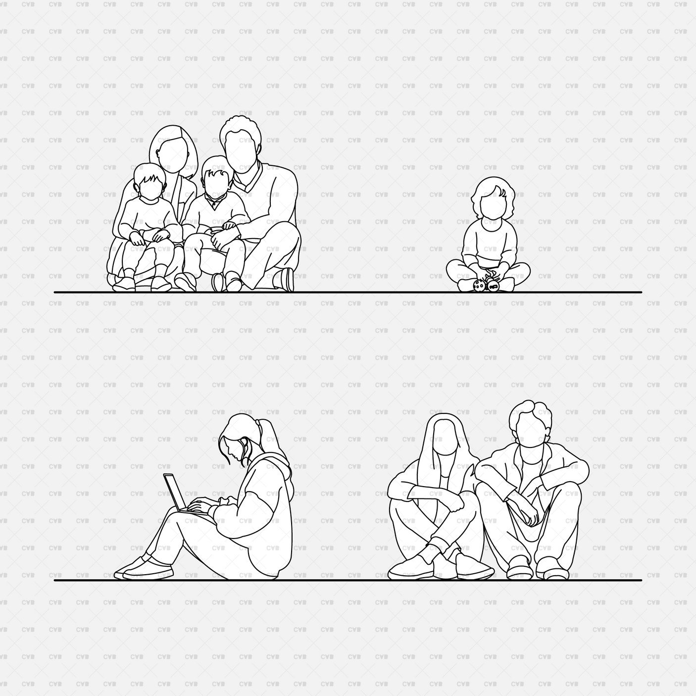 cadasbuilt Download cad blocks vector people sitting