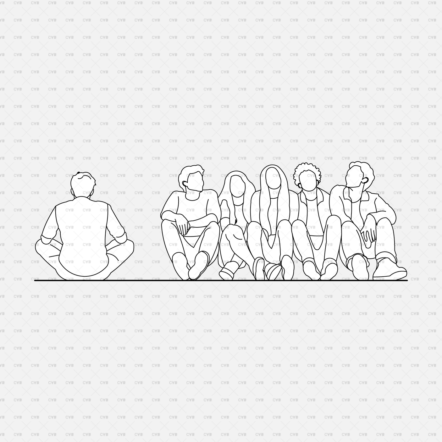 cadasbuilt Download cad blocks vector group of people sitting on the ground