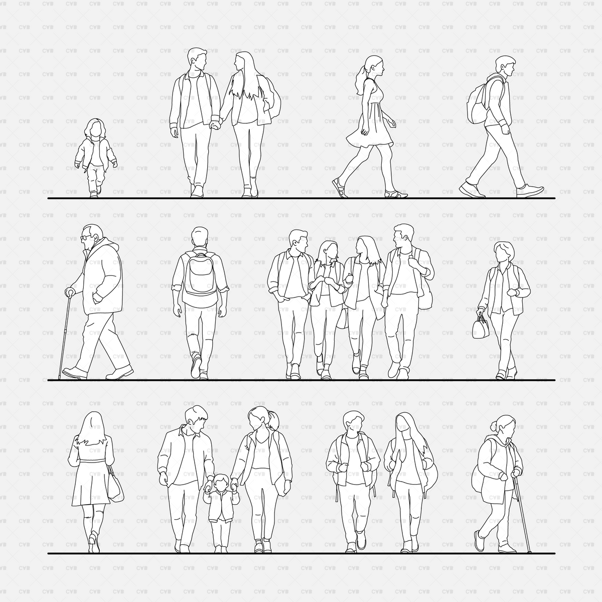 Walking Program Drawing CAD Blocks and Vector People Walking – FREE Download – cadasbuilt
