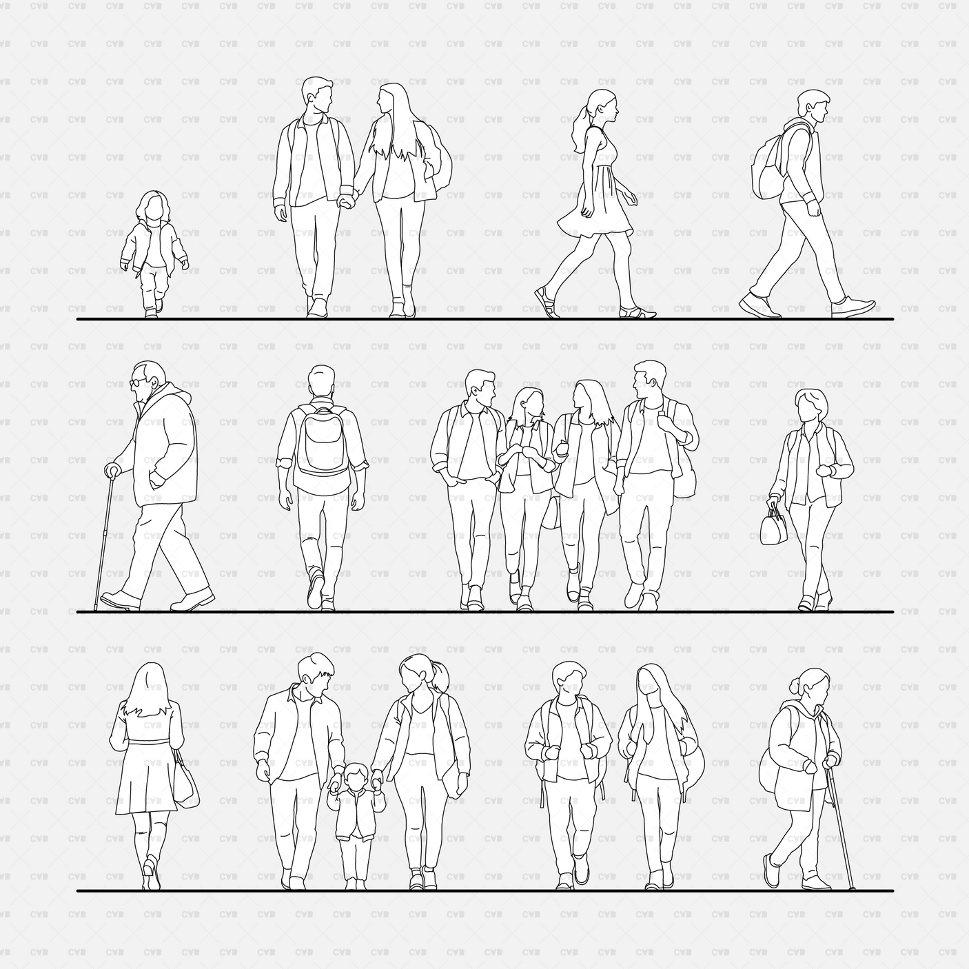 cadasbuilt free download cad vector people walking dwg blocks illustrator 