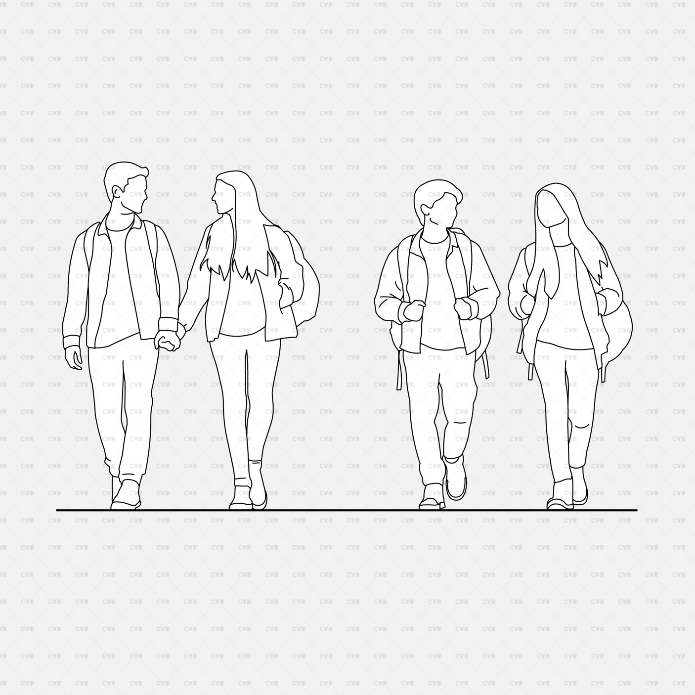 cadasbuilt free download cad vector people walking dwg blocks illustrator couples