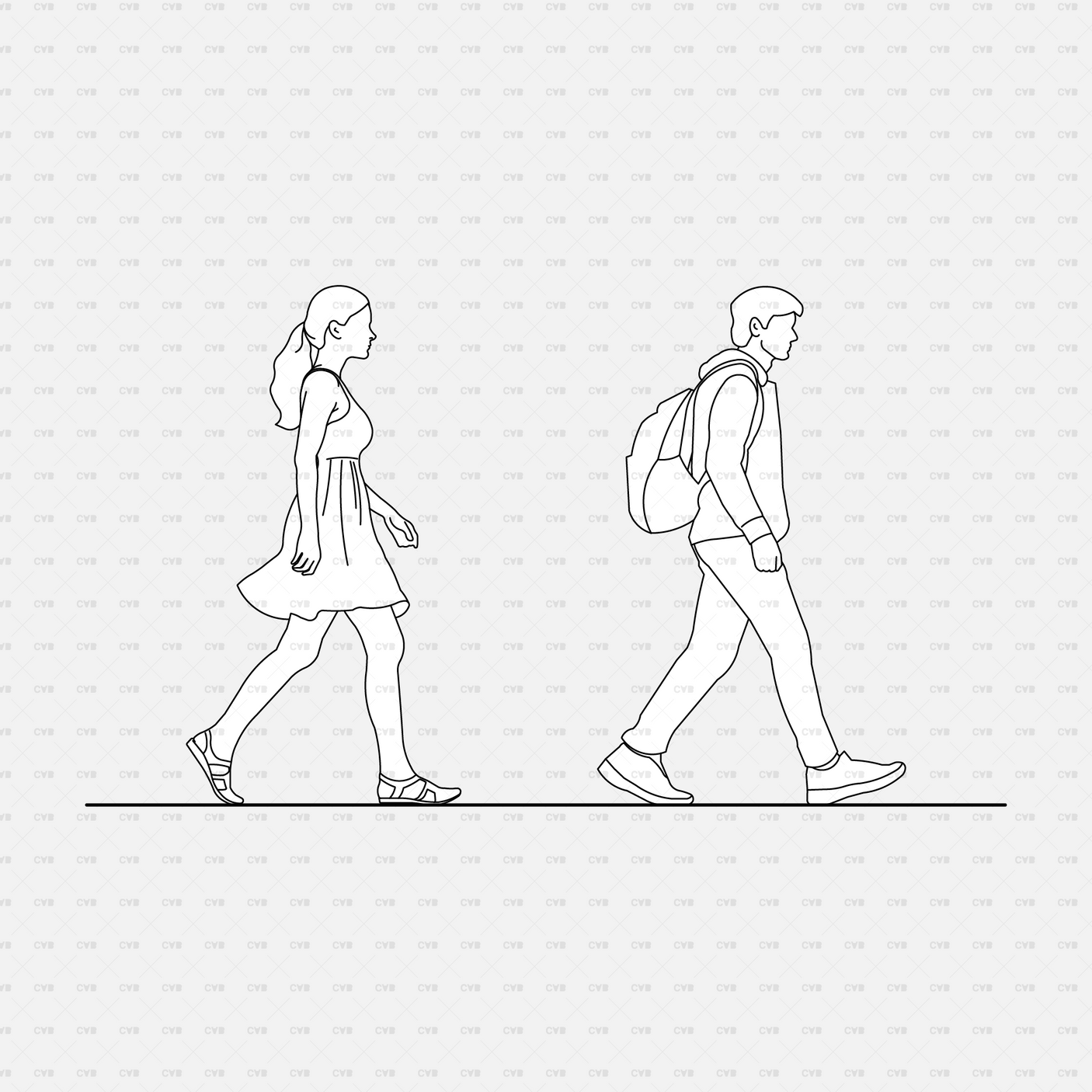 cadasbuilt free download cad vector people walking dwg blocks illustrator side view