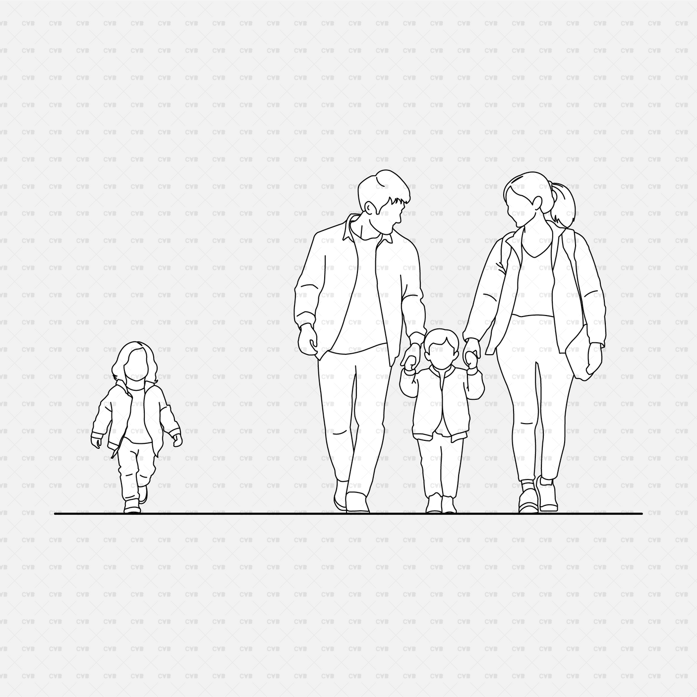 cadasbuilt free download cad vector people walking dwg blocks illustrator family kids