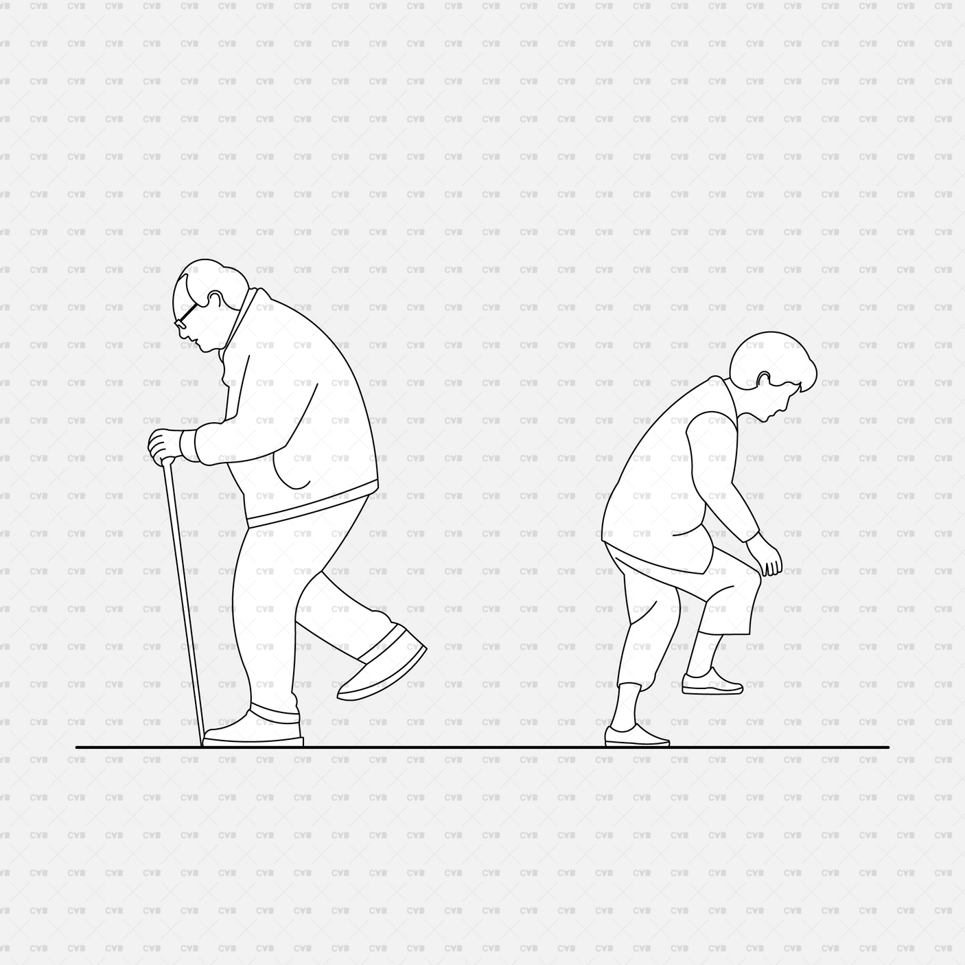 cadasbuilt Download cad blocks dynamic vector elderly people on stairs