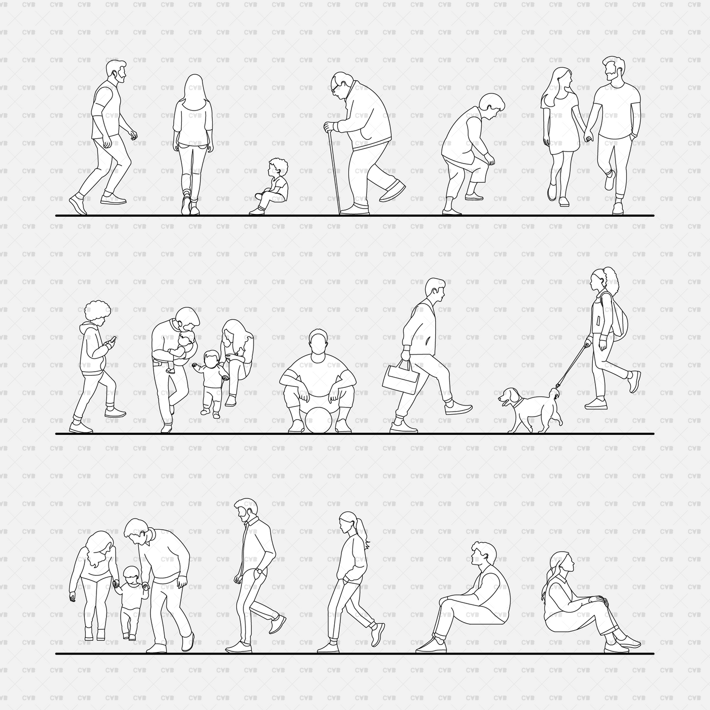 cadasbuilt Download cad blocks dynamic vector people on stairway