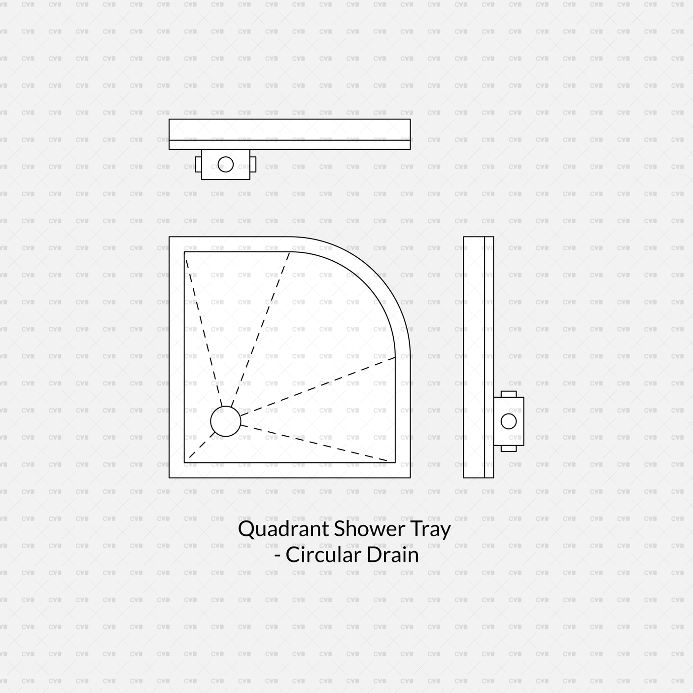 cadasbuilt Download cad blocks dynamic vector quadrant shower tray circular drain