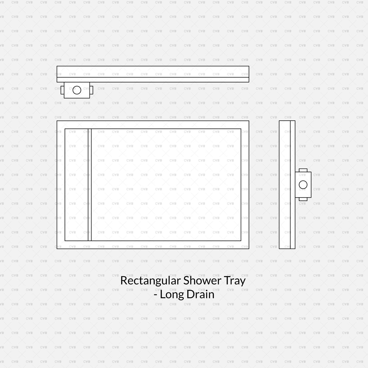 cadasbuilt Download cad blocks dynamic vector rectangular shower tray long drain