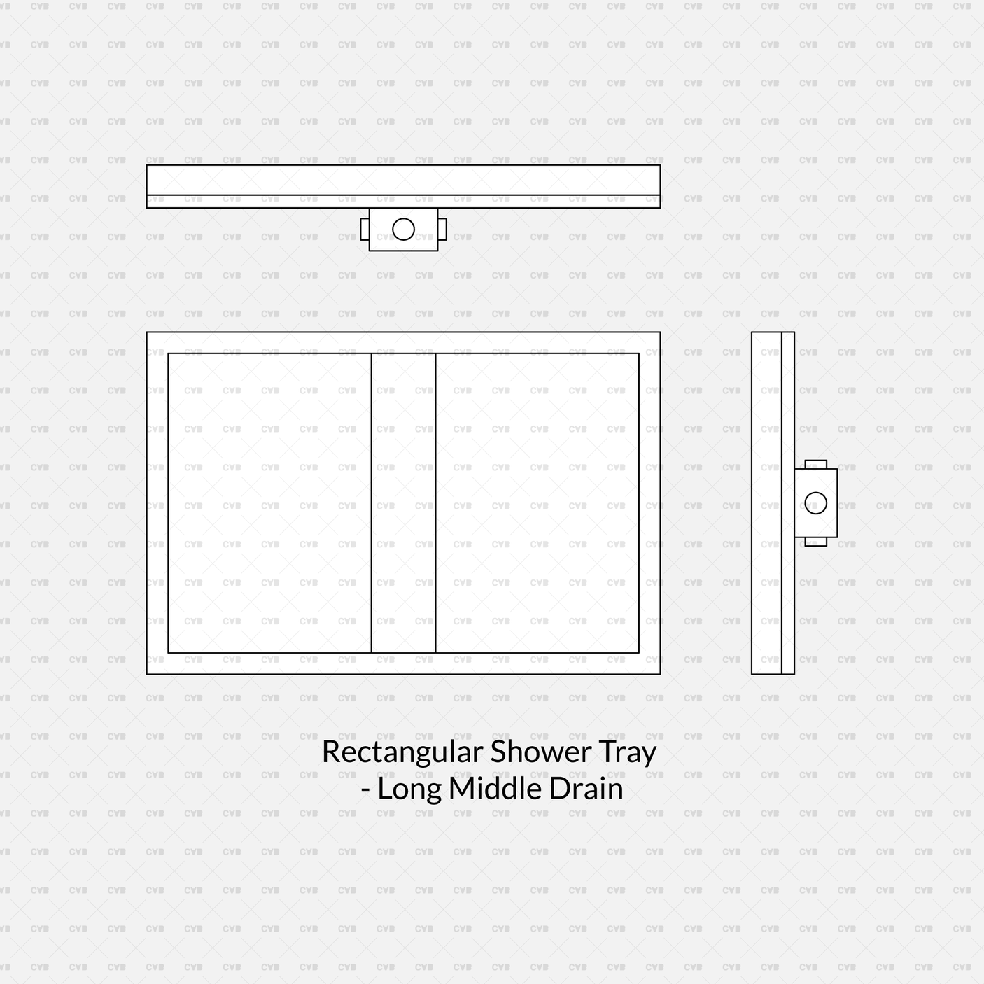 cadasbuilt Download cad blocks dynamic vector rectangular shower tray long middle drain