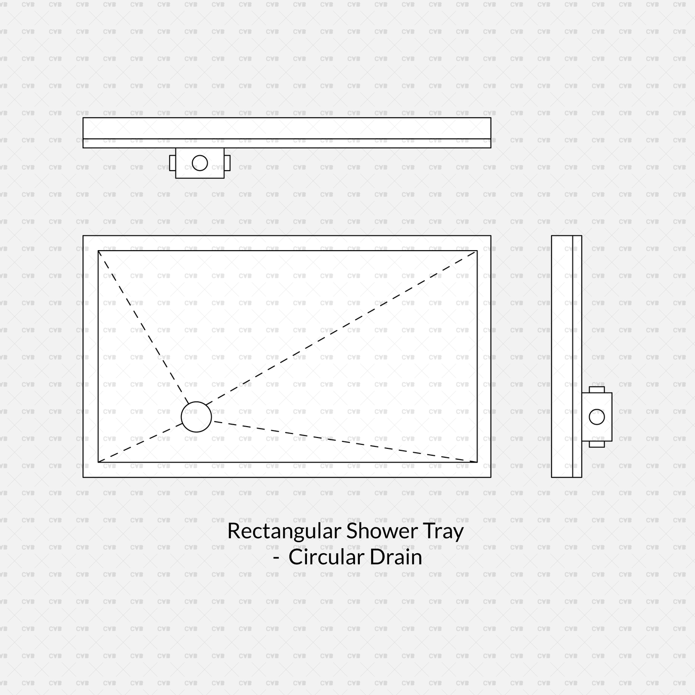 cadasbuilt Download cad blocks dynamic vector rectangular shower tray circular drain