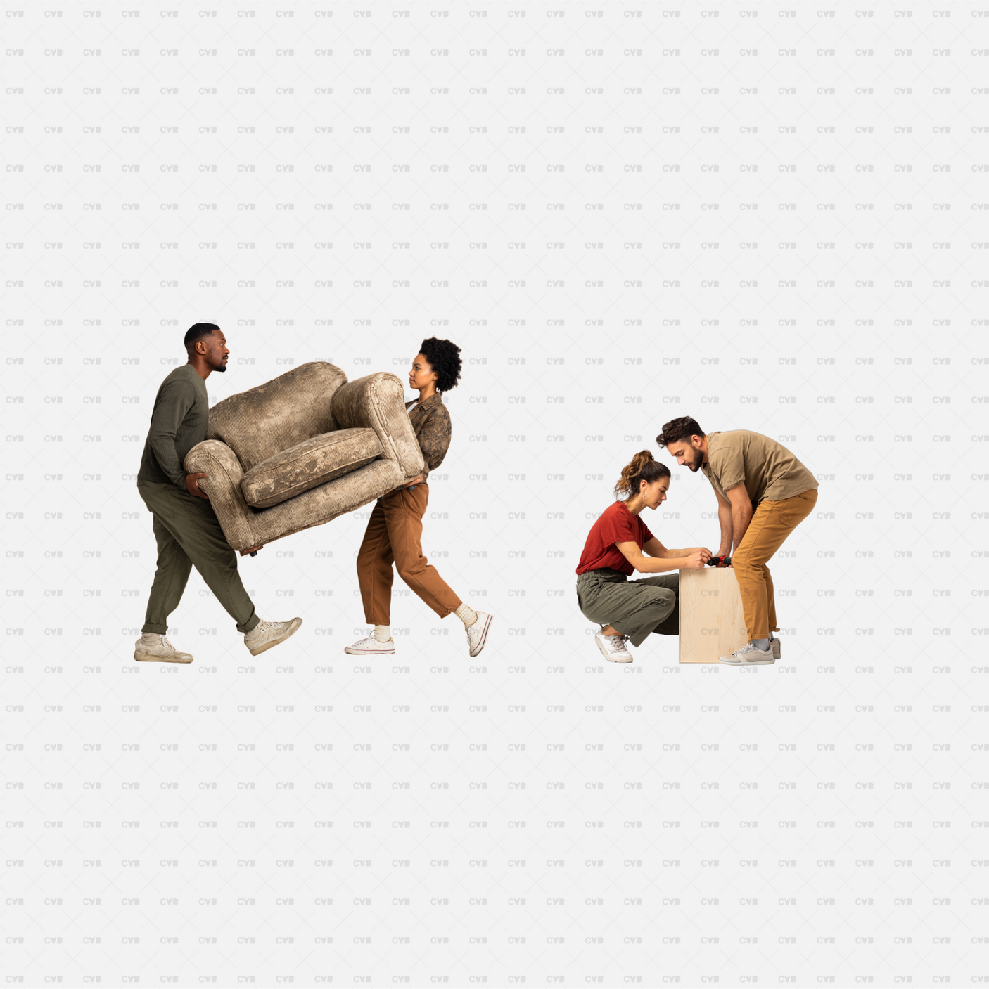 PNG Cutouts People Moving Furniture CADasbuilt Couple Carries Armchair As Team Secures Wooden Crate