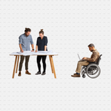 PNG Cutouts People At Construction Site CADasbuilt Architects Reviewing Plans And Engineer In Wheelchair Using Laptop