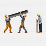 PNG Cutouts People At Construction Site CADasbuilt Crew Lifting Steel Beam And Worker Measuring With Folding Ruler