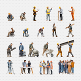 PNG Cutouts People At Construction Site CADasbuilt Overview Sheet Showing 20 Worker Cutouts Performing Various Tasks