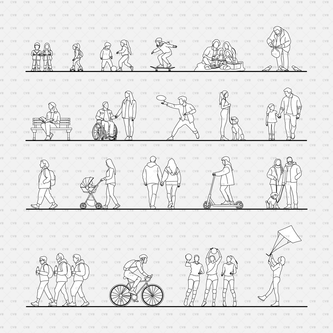 CAD Blocks and Vector People in Parks – cadasbuilt