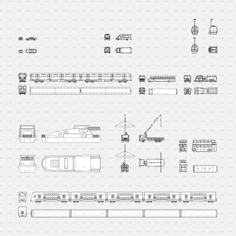 download CAD dynamic blocks and Vector Public Transport vehicles