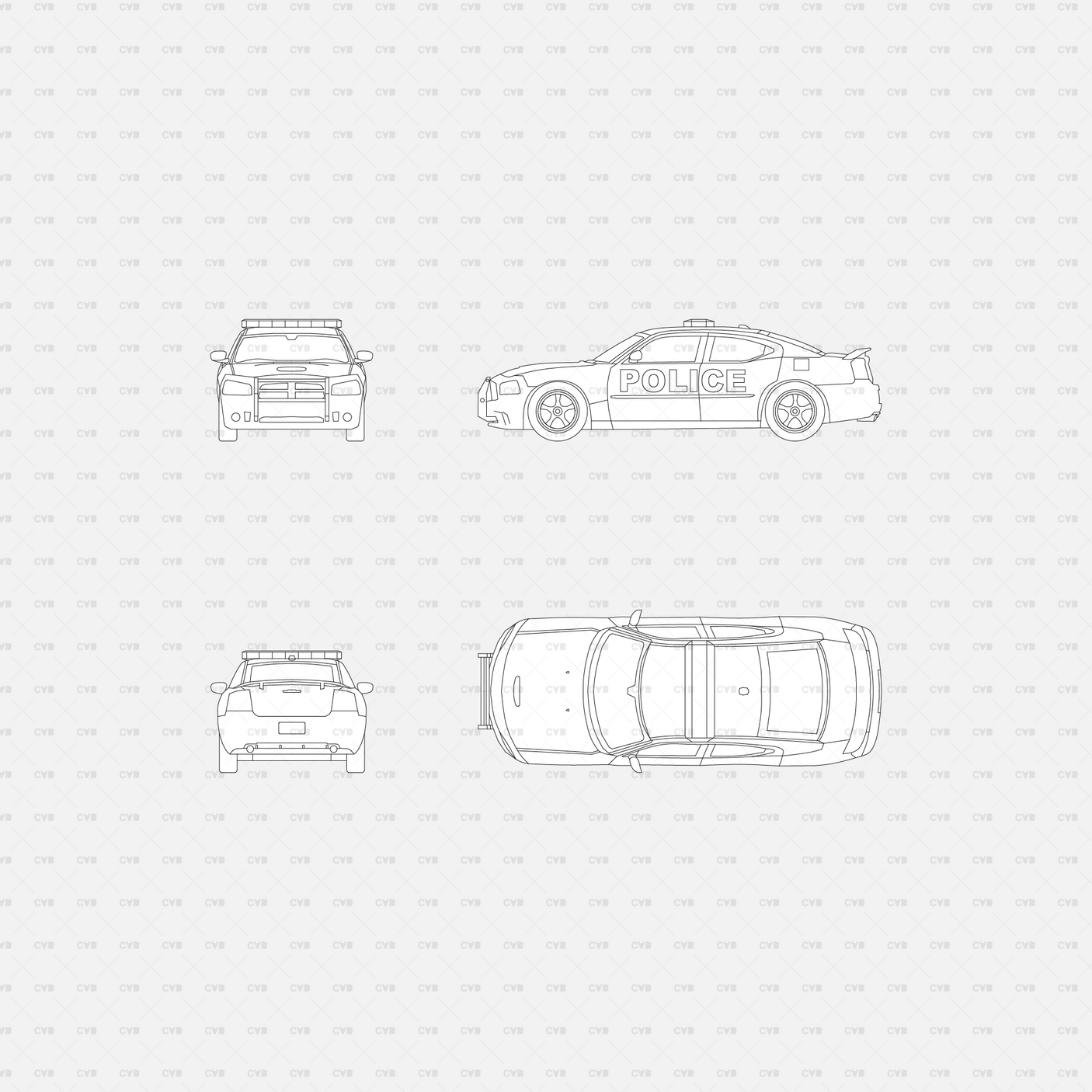 download CAD dynamic blocks and Vector Public Transport vehicles police car