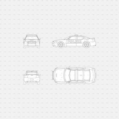 download CAD dynamic blocks and Vector Public Transport vehicles police car