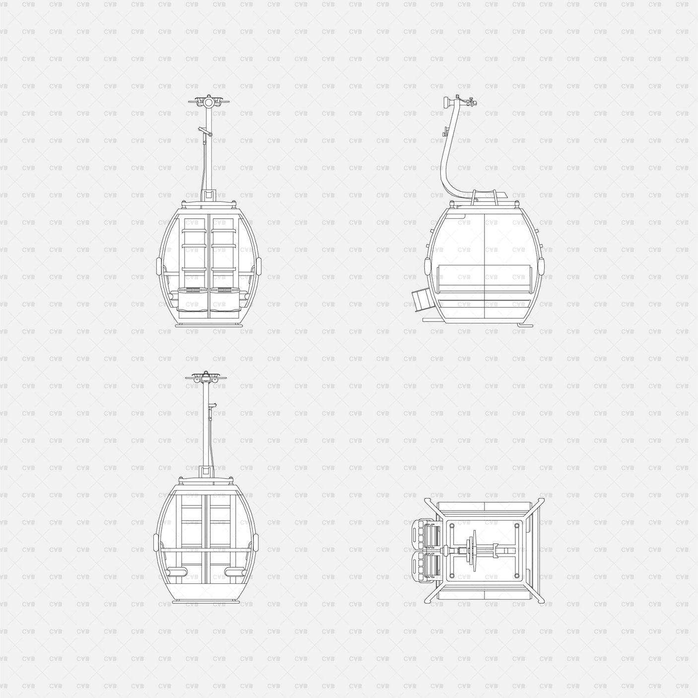 download CAD dynamic blocks and Vector Public Transport vehicles cable car