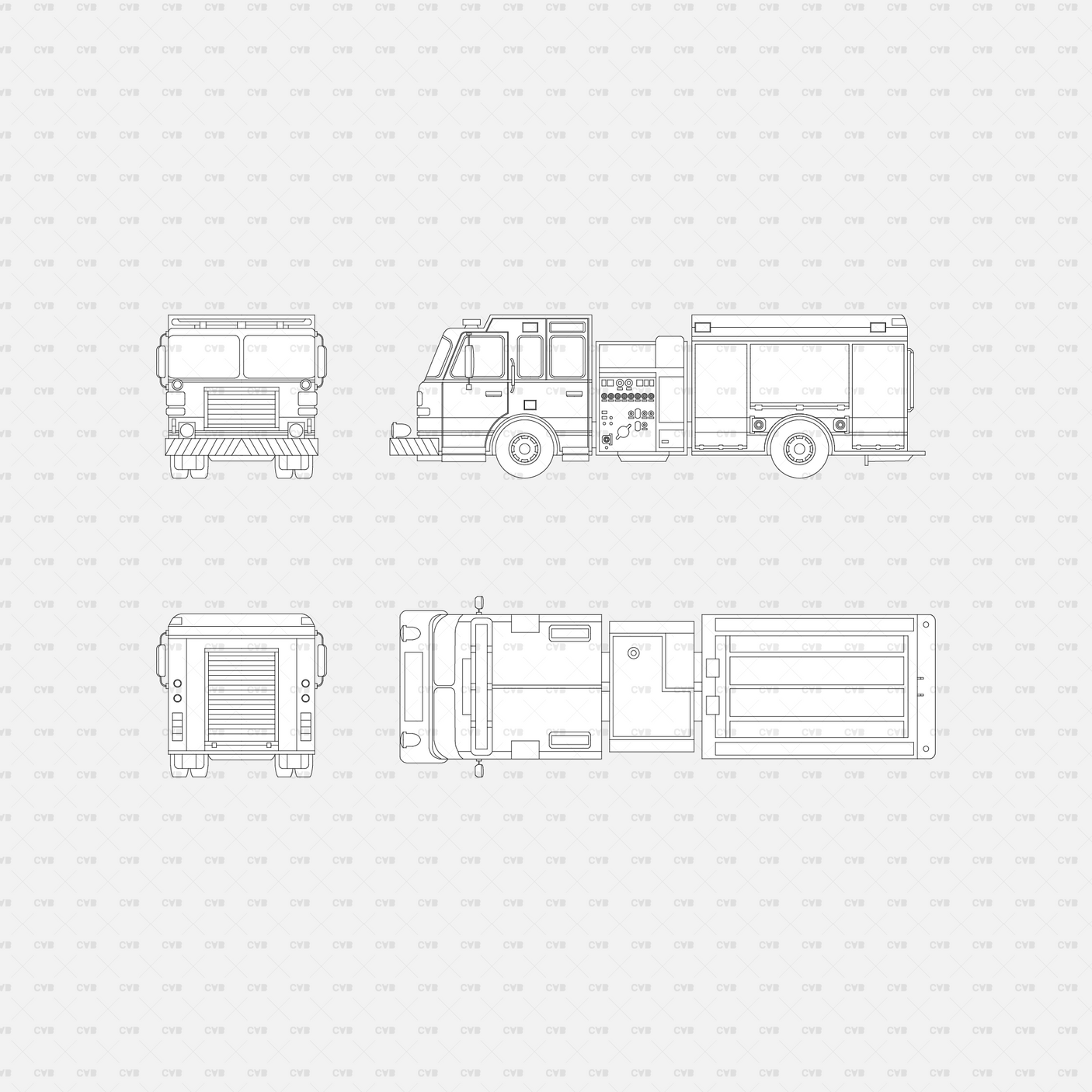 download CAD dynamic blocks and Vector Public Transport vehicles fire truck 