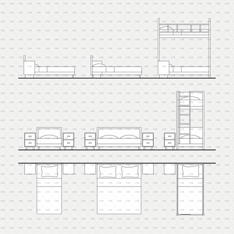 download cad dynamic and vector blocks cadasbuilt single bed double bed double deck bed