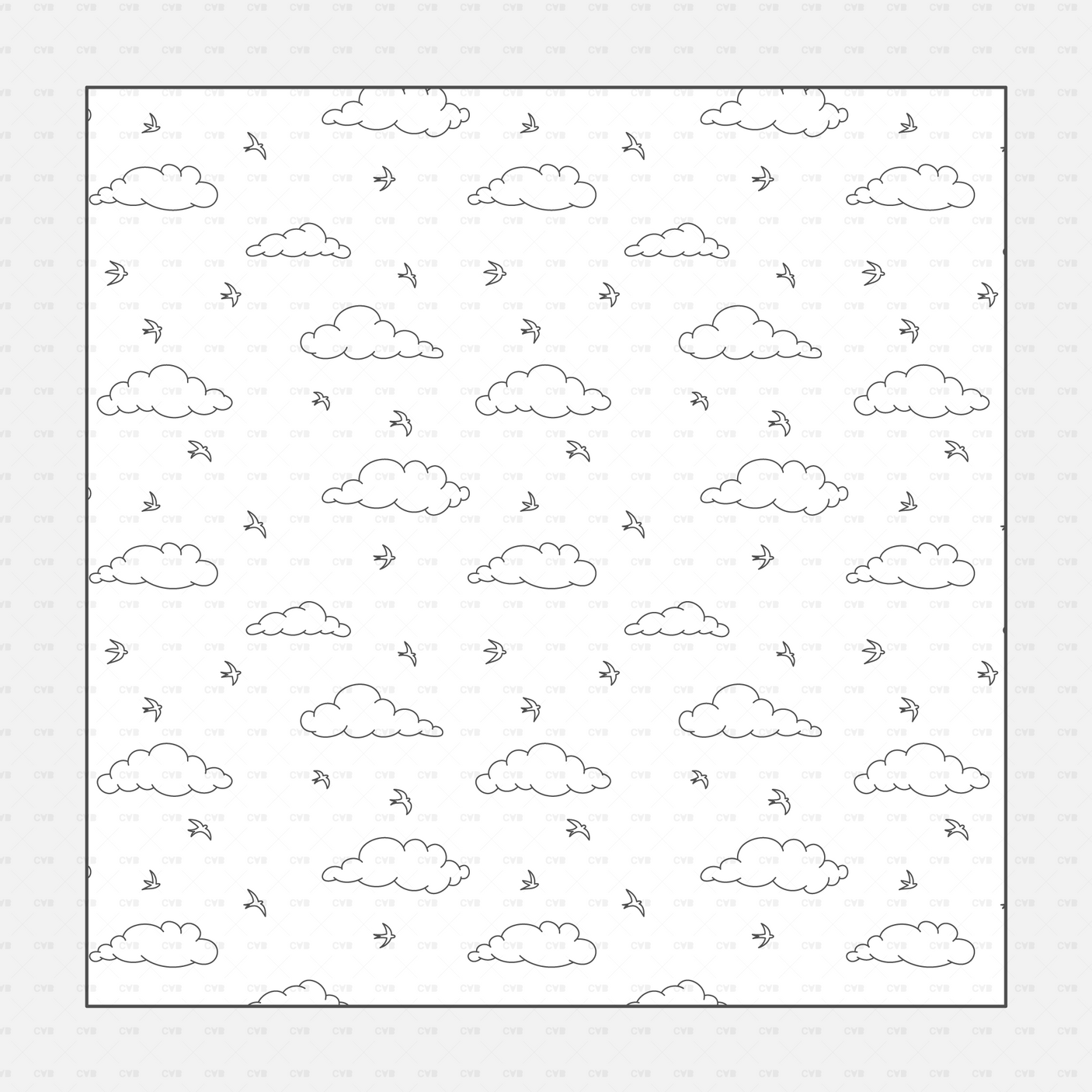 Vector Illustrator Pattern sky patterns CADasbuilt AI SVG scattered birds with small clouds minimal sky repeat.