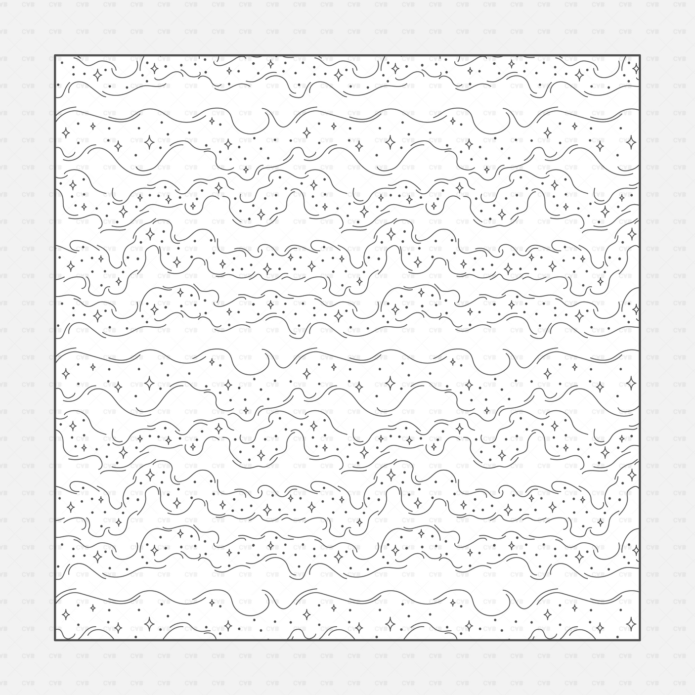 Vector Illustrator Pattern sky patterns CADasbuilt AI SVG twilight starfield with wavy nebula bands and sparkles.