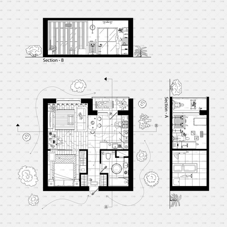 download CAD blocks and Vector Small Apartment Template 