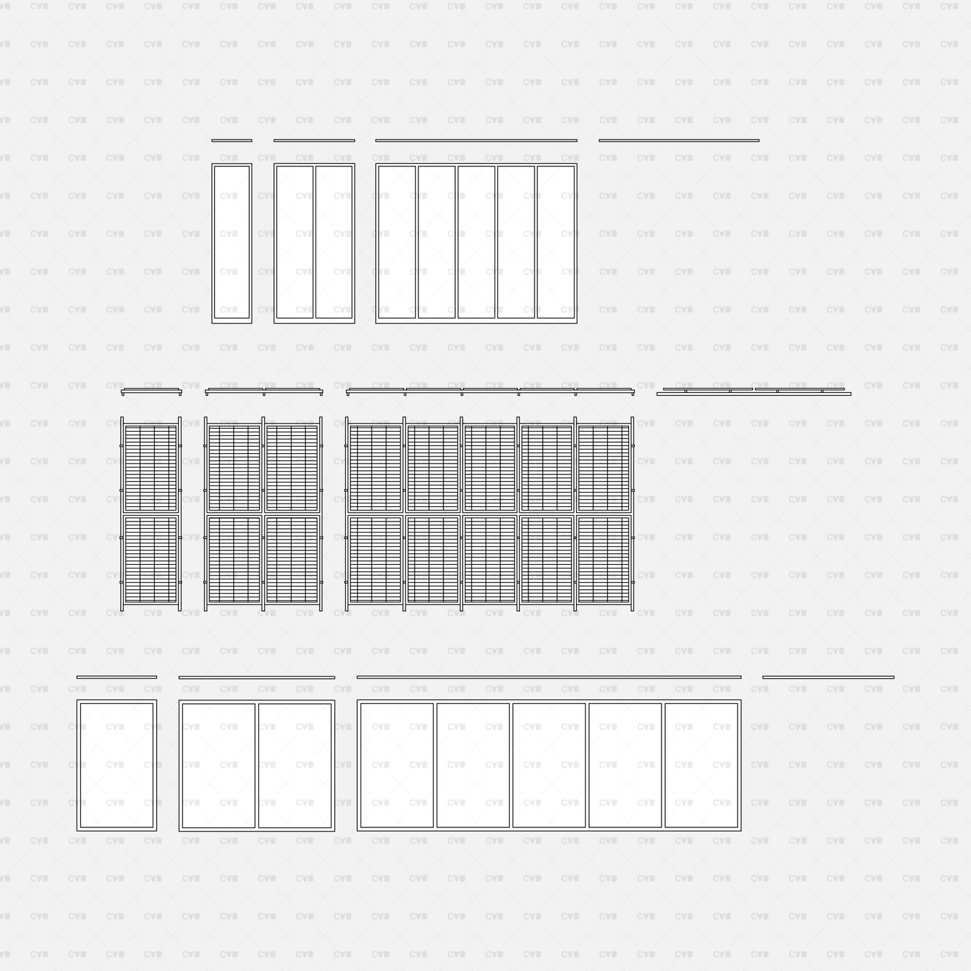 CAD Dynamic Blocks Solar Panels And Water Heaters CADasbuilt BIM Blocks DWG Portrait Panel Arrays With Rails Front Views