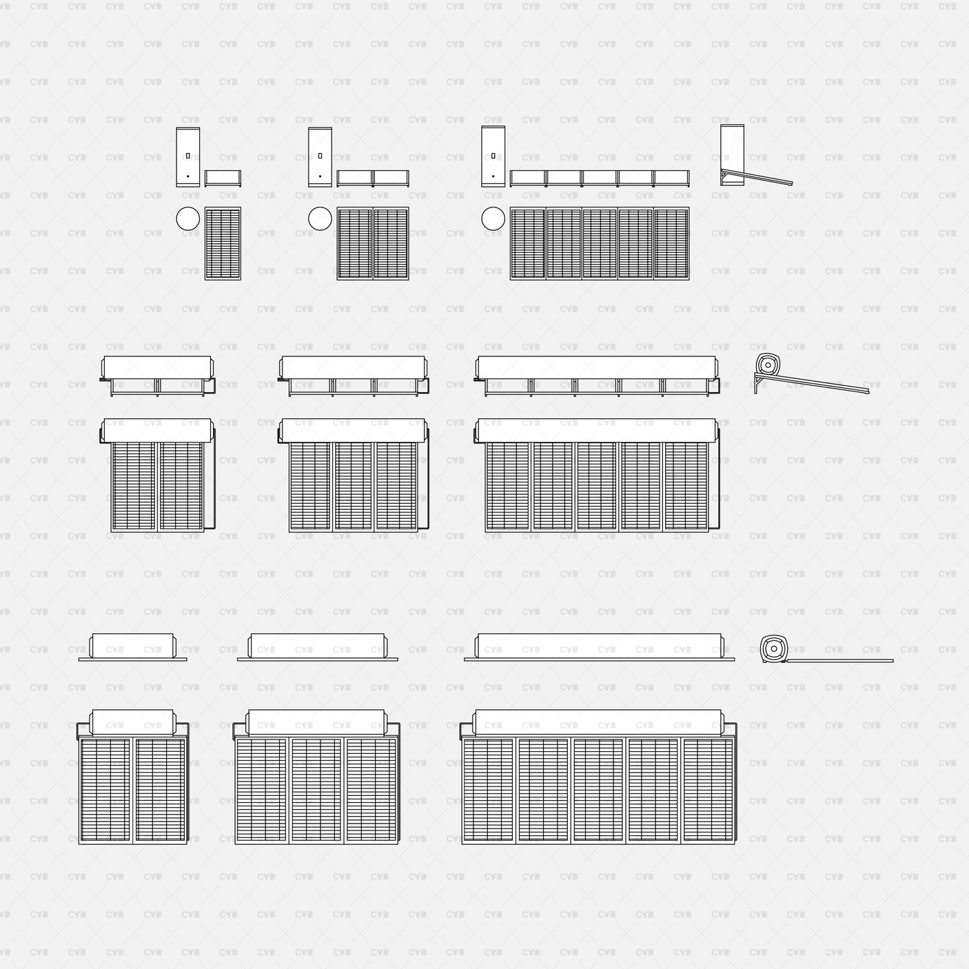 CAD Dynamic Blocks Solar Panels And Water Heaters CADasbuilt BIM Blocks DWG Solar Water Heater Assemblies Side Elevations