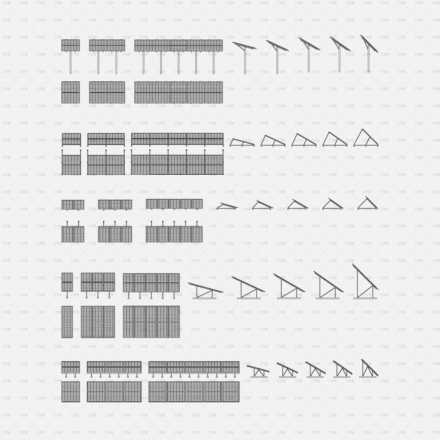 CAD Dynamic Blocks Solar Panels And Water Heaters CADasbuilt BIM Blocks DWG Tilt Frame Solar Panels Angles And Arrays