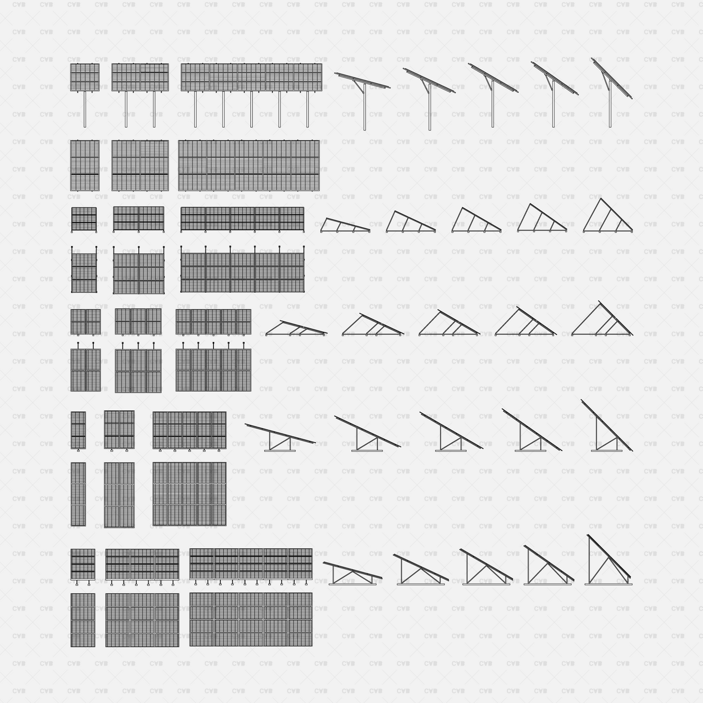 CAD Dynamic Blocks Solar Panels And Water Heaters CADasbuilt BIM Blocks DWG Extended Tilt Frame Panel Library Sizes