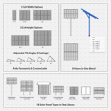 CAD Dynamic Blocks Solar Panels And Water Heaters CADasbuilt BIM Blocks DWG Overview 11 Panel Types Adjustable Tilt Library