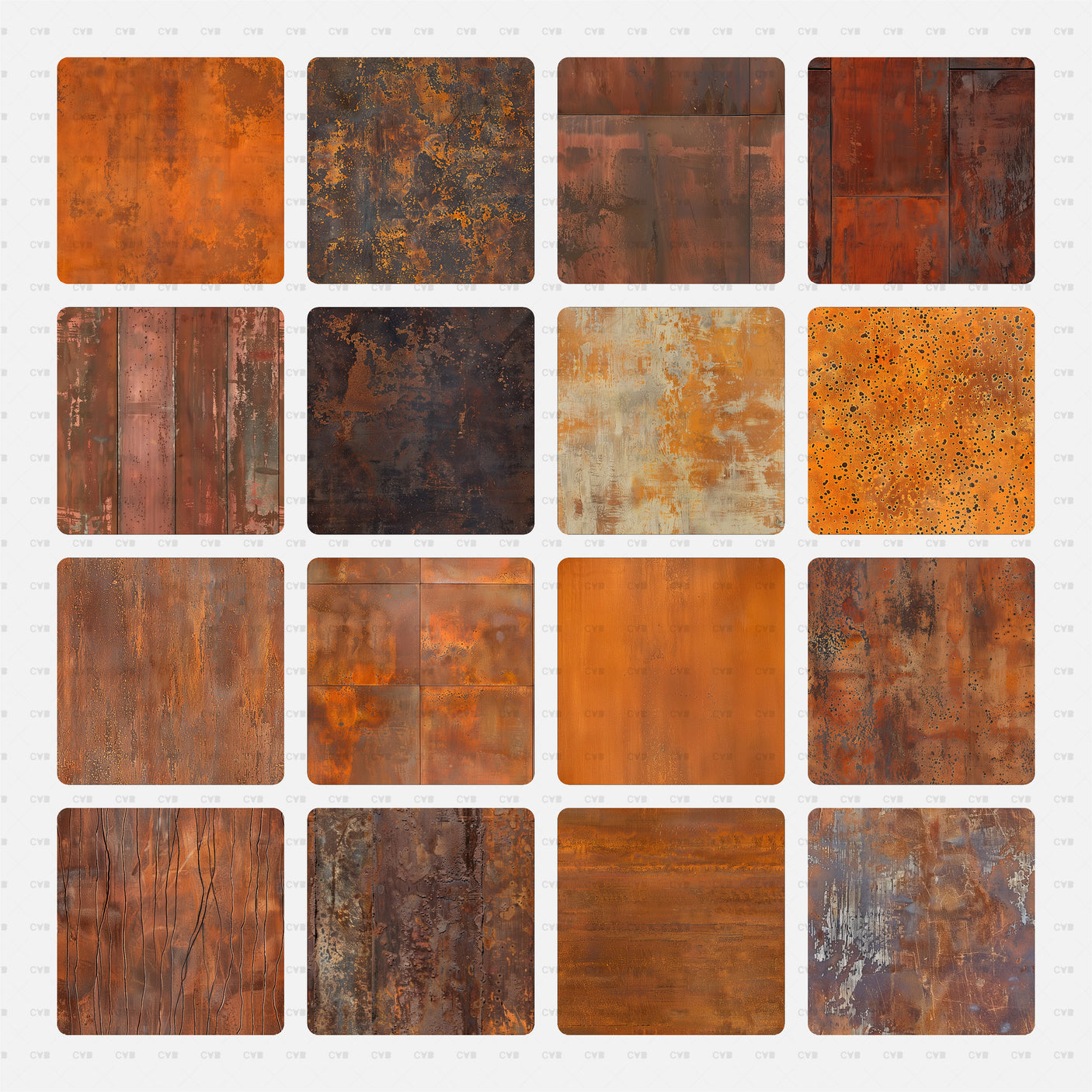 Seamless Pattern Library of Corten Steel Textures facade free download 