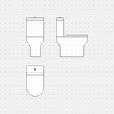 Dynamic CAD Toilet Block CADasbuilt BIM Blocks DWG Black Line Front Side Plan Views Of One‑Piece Toilet