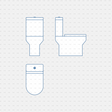 Dynamic CAD Toilet Block CADasbuilt BIM Blocks DWG Blue Line Front Side Plan Views Of One‑Piece Toilet