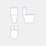 Dynamic CAD Toilet Block CADasbuilt BIM Blocks DWG Blue Line Front Side Plan Views Of One‑Piece Toilet